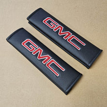 Load image into Gallery viewer, Brand New Universal 2PCS GMC Black Leather Auto Car Seat Belt Covers Shoulder Pads Cushion
