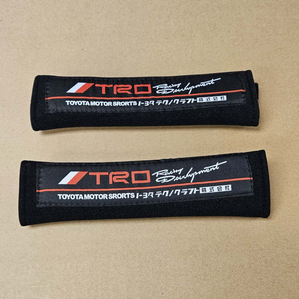 Brand New 2PCS JDM TRD TOYOTA Black Racing Logo Embroidery Seat Belt Cover Shoulder Pads New