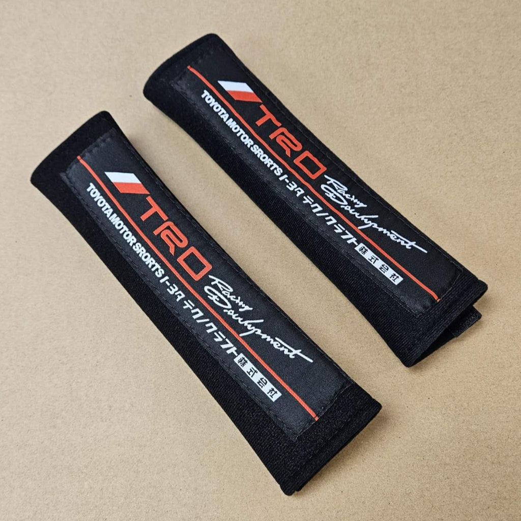 Brand New 2PCS JDM TRD TOYOTA Black Racing Logo Embroidery Seat Belt Cover Shoulder Pads New