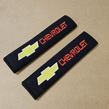 Load image into Gallery viewer, Brand New Universal 2PCS CHEVROLET Fabric Seat Belt Cover Shoulder Pads Cushions Black