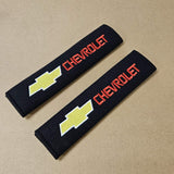 Brand New Universal 2PCS CHEVROLET Fabric Seat Belt Cover Shoulder Pads Cushions Black