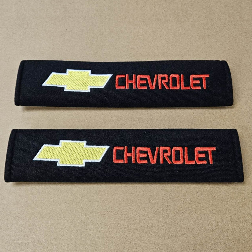 Brand New Universal 2PCS CHEVROLET Fabric Seat Belt Cover Shoulder Pads Cushions Black
