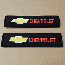 Load image into Gallery viewer, Brand New Universal 2PCS CHEVROLET Fabric Seat Belt Cover Shoulder Pads Cushions Black