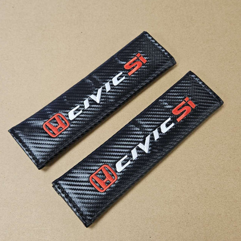 Brand New Universal 2PCS Honda Civic SI Carbon Fiber Car Seat Belt Covers Shoulder Pad