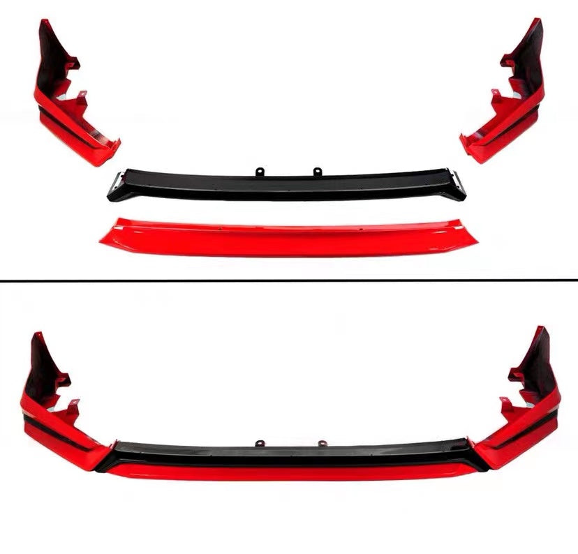 BRAND NEW 4PCS 2022-2023 Honda Civic 11th Gen Yofer Painted V3 Blk Rallye Red Bumper Lip Splitter Kit