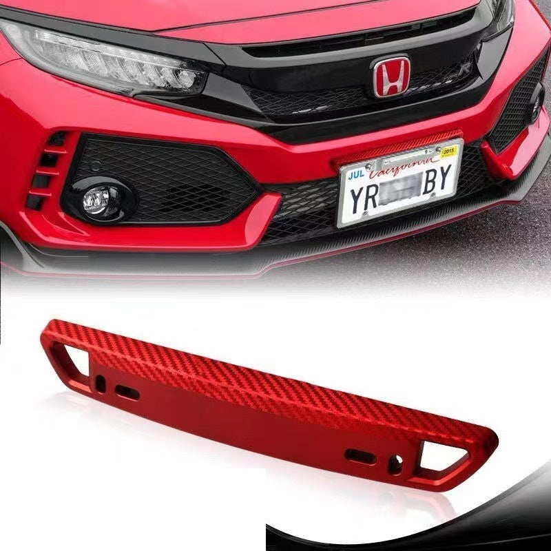 BRAND NEW 1PCS JDM Red Carbon Fiber Look Bumper Front License Plate Holder Relocate Bracket