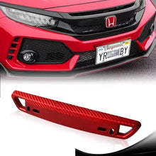 Load image into Gallery viewer, BRAND NEW 1PCS JDM Red Carbon Fiber Look Bumper Front License Plate Holder Relocate Bracket