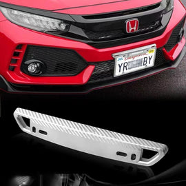 BRAND NEW 1PCS JDM Silver Carbon Fiber Look Bumper Front License Plate Holder Relocate Bracket