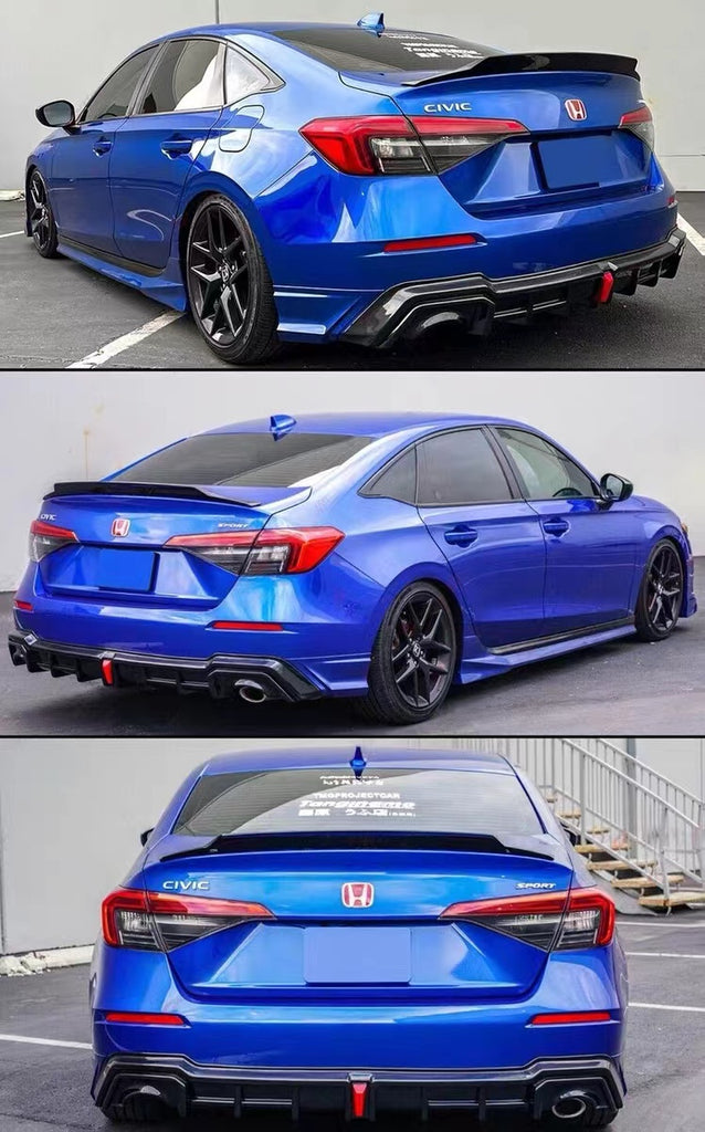 BRAND NEW 2022-2025 HONDA CIVIC SEDAN YOFER V2 AEGEAN BLUE LED REAR DIFFUSER+ CORNER SPATS