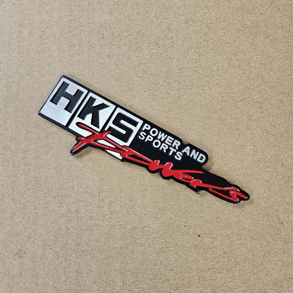 BRAND NEW UNIVERSAL HKS POWER METAL STEEL TRUNK EMBLEM BADGE STICKER