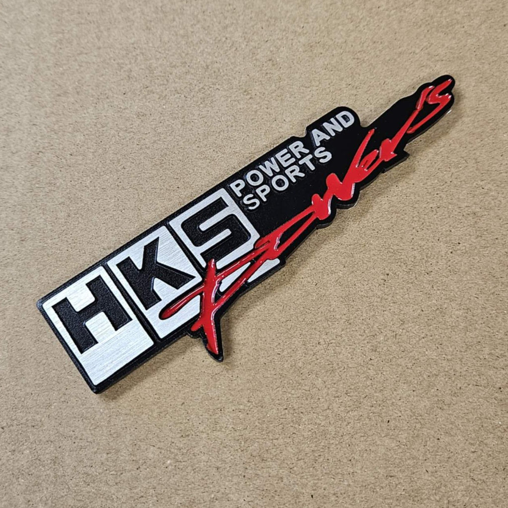 BRAND NEW UNIVERSAL HKS POWER METAL STEEL TRUNK EMBLEM BADGE STICKER