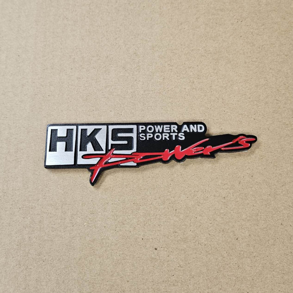 BRAND NEW UNIVERSAL HKS POWER METAL STEEL TRUNK EMBLEM BADGE STICKER