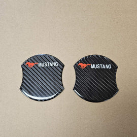 BRAND NEW UNIVERSAL V2 2PCS MUSTANG REAL CARBON FIBER ANTI-SCRATCH DOOR HANDLE PROTECTOR