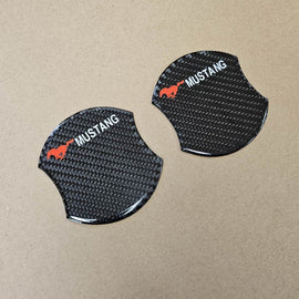 BRAND NEW UNIVERSAL V2 2PCS MUSTANG REAL CARBON FIBER ANTI-SCRATCH DOOR HANDLE PROTECTOR