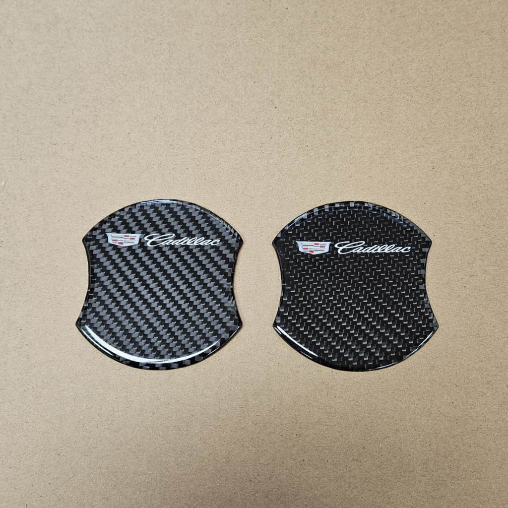 BRAND NEW UNIVERSAL 2PCS CADILLAC REAL CARBON FIBER ANTI-SCRATCH DOOR HANDLE PROTECTOR