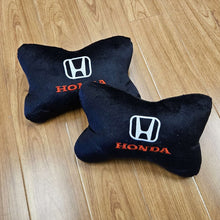 Load image into Gallery viewer, BRAND NEW 2PCS HONDA BONE SHAPE BLACK FABRIC SOFT TOUCH CAR SEAT NECK PILLOWS HEADREST CUSHION PAD