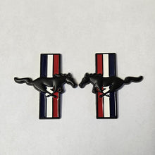 Load image into Gallery viewer, Brand New 79mm 2PCS Ford Mustang Side Fender Emblem Badge Sticker Running Horse Blackl