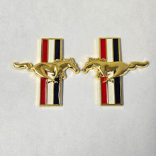 Load image into Gallery viewer, Brand New 79mm 2PCS Ford Mustang Side Fender Emblem Badge Sticker Running Horse Gold