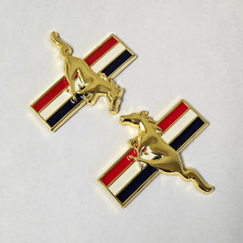 Brand New 79mm 2PCS Ford Mustang Side Fender Emblem Badge Sticker Running Horse Gold