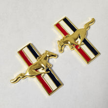 Load image into Gallery viewer, Brand New 79mm 2PCS Ford Mustang Side Fender Emblem Badge Sticker Running Horse Gold