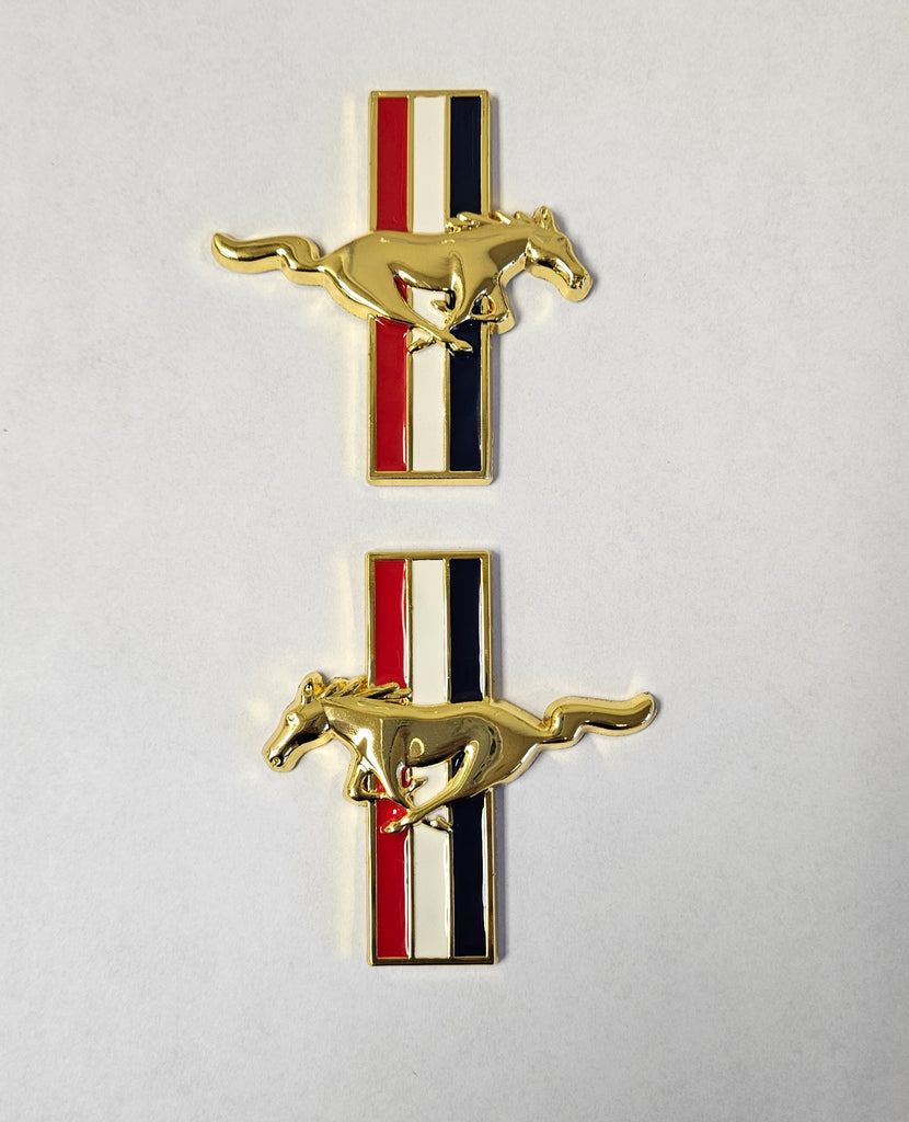 Brand New 79mm 2PCS Ford Mustang Side Fender Emblem Badge Sticker Running Horse Gold