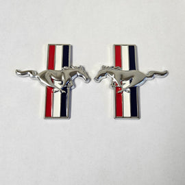 Brand New 79mm 2PCS Ford Mustang Side Fender Emblem Badge Sticker Running Horse Chrome