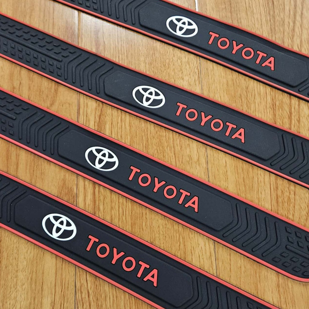 Brand New 4PCS Universal Toyota Red Rubber Car Door Scuff Sill Cover Panel Step Protector