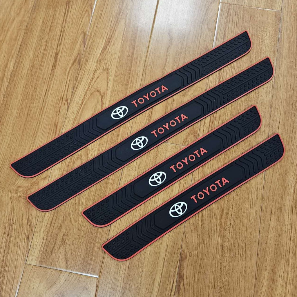 Brand New 4PCS Universal Toyota Red Rubber Car Door Scuff Sill Cover Panel Step Protector