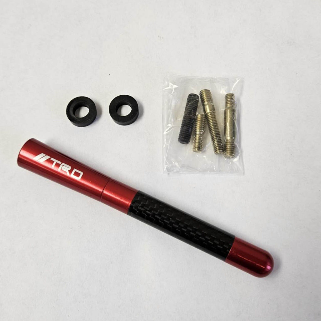 BRAND NEW TOYOTA TRD CARBON FIBER RED ANTENNA RED Aluminum Stubby 4.7" Inch