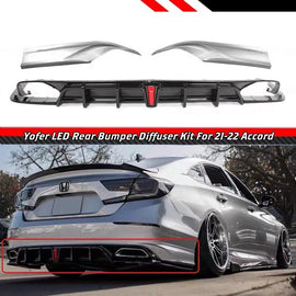BRAND NEW 2018-2022 ACCORD YOFER V2 LED REAR DIFFUSER+ LUNAR SILVER METALLIC CORNER SPAT
