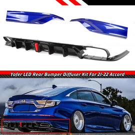 BRAND NEW 2018-2022 ACCORD V2 LED REAR BUMPER DIFFUSER+ STILL NIGHT BLUE CORNER APRON SPAT