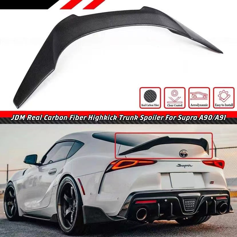 Brand New For 2020-2024 Toyota Supra GR A90 A91 Real Carbon Fiber Trunk Spoiler Wing Lip V Style