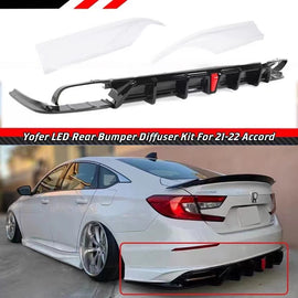BRAND NEW 2018-2022 ACCORD YOFER V2 LED REAR BUMPER DIFFUSER+ WHITE CORNER APRON SPAT