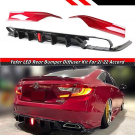 BRAND NEW 2018-2022 ACCORD YOFER V2 LED REAR DIFFUSER+ SAN MARINO RED CORNER APRON SPAT