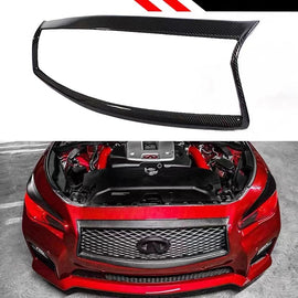BRAND NEW 2014-2017 INFINITI Q50 S REAL CARBON FIBER FRONT GRILL OUTLINE TRIM COVER OVERLAY