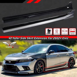 Brand New 2022-2025 Honda Civic V2 Yofer Lunar Silver Black 2 Tone Side Skirt Extension