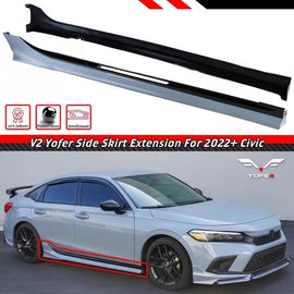 Brand New 2022-2025 Honda Civic Yofer V2 Sonic Gray Black 2 Toned Side Skirt Extension