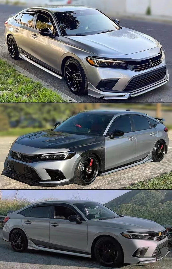Brand New 2022-2025 Honda Civic V2 Yofer Lunar Silver Black 2 Tone Side Skirt Extension