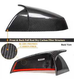 Brand New Real Carbon Fiber M Style Car Side Mirror Add On Cover Caps For 2021-2023 Tesla Model S