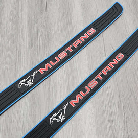 Brand New 2PCS Universal Ford Mustang Blue Rubber Car Door Scuff Sill Cover Panel Step Protector