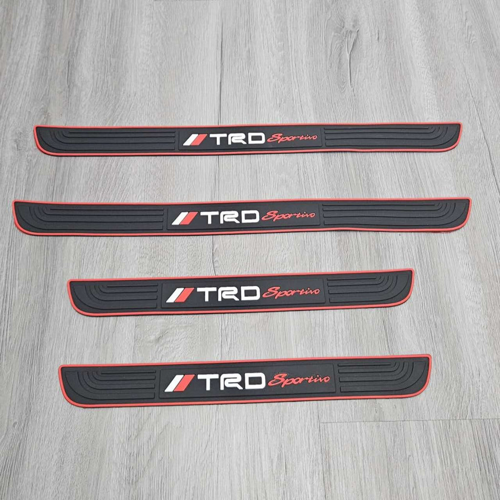 Brand New 4PCS Universal TRD SPORTINO Red Rubber Car Door Scuff Sill Cover Panel Step Protector