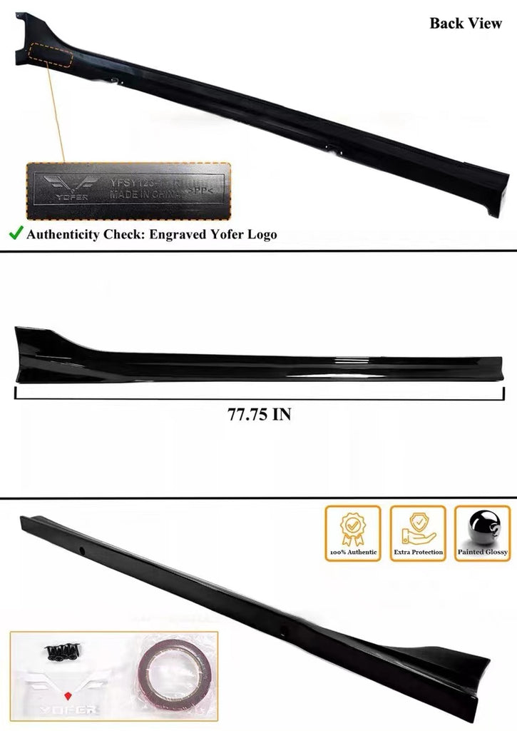 BRAND NEW 2022-2025 Honda Civic Sedan Hatchback Yofer V2 Gloss Black Side Skirt Extension
