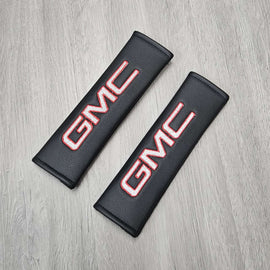 Brand New Universal 2PCS GMC Black Leather Auto Car Seat Belt Covers Shoulder Pads Cushion