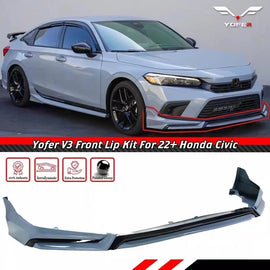 BRAND NEW 2022-2024 Honda Civic Yofer V3 Black Sonic Gray Front Bumper Lip Splitter Kit