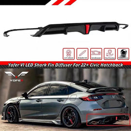 BRAND NEW 2022-2025 HONDA CIVIC HATCHBACK FL1 FL2 YOFER V1 GLOSSY LED REAR BUMPER DIFFUSER