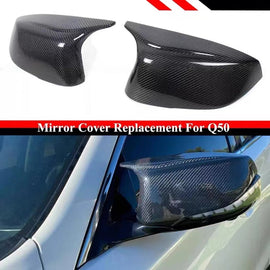 Brand New 2014-2024 INFINITI Q50 Q60 M STYLE REAL CARBON FIBER DIRECT REPLACEMENT MIRROR CAP COVER