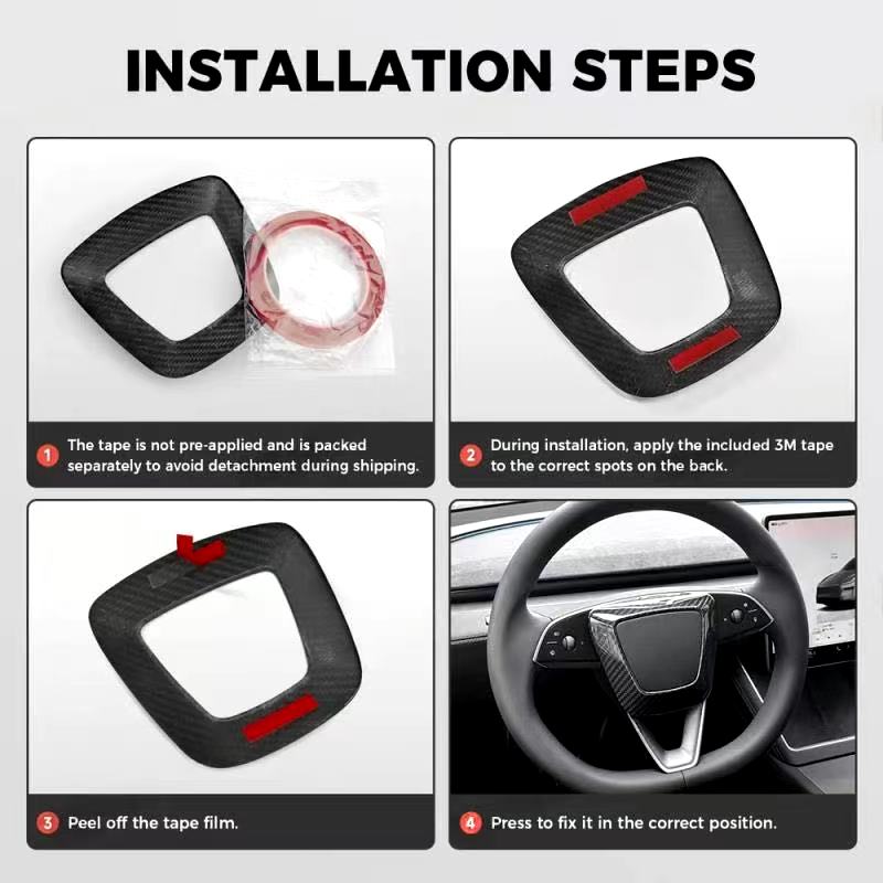 BRAND NEW 2025-2026 Tesla Model Y Juniper Real Carbon Fiber Steering Wheel Airbag Center Trim Cover