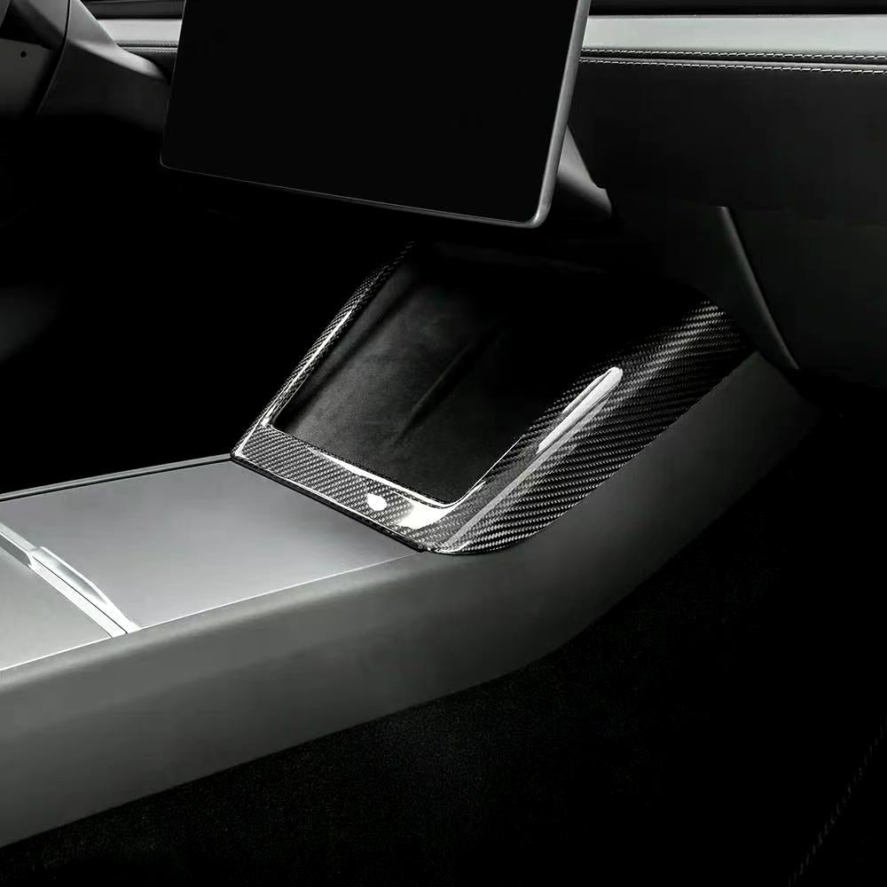 Brand New 2025-2026 Tesla Model Y Juniper Real Carbon Fiber Wireless Charging Area Cover Trim