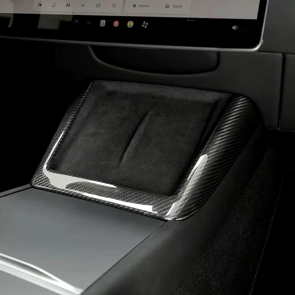 Brand New 2025-2026 Tesla Model Y Juniper Real Carbon Fiber Wireless Charging Area Cover Trim