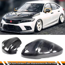 Load image into Gallery viewer, BRAND NEW 2022-2025 HONDA CIVIC MUGEN STYLE REAL CARBON FIBER SIDE MIRROR COVER CAP DIRECT REPLACEMENT W/LIGHT